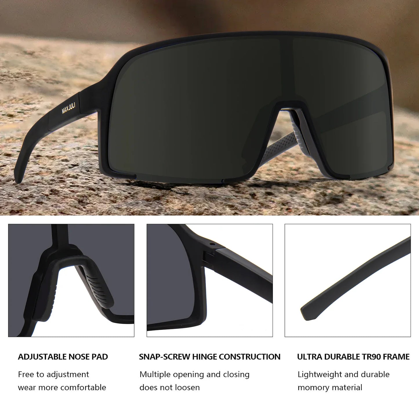 Polarized Sunglasses for Men Women, Windproof Outdoor Sports Cycling Running UV400 Protection Sun Glasses 8133