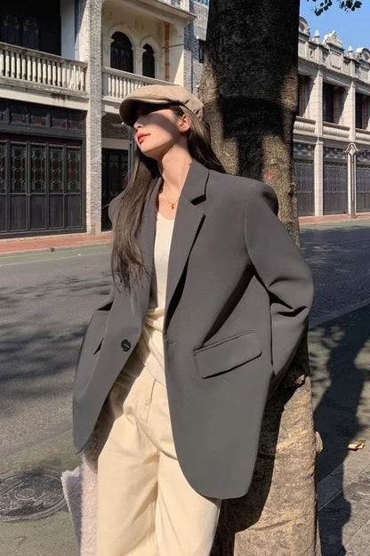 Suit Jaet Women's Small Size Spring Autumn New Loose Sle Ele Street Sle Faionable Long Sve Polyester