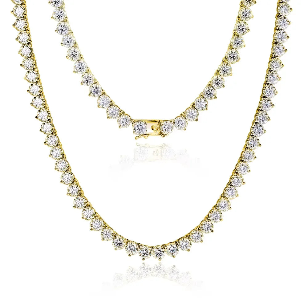 3 Claw D VVS1 Moissanite Tennis Necklace 3/4/5mm GRA Certified Lab Diamond Solid s925 Silver GRA Necklace for Women Man