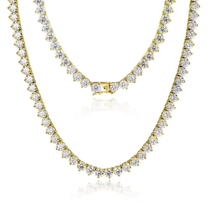 3 Claw D VVS1 Moissanite Tennis Necklace 3/4/5mm GRA Certified Lab Diamond Solid s925 Silver GRA Necklace for Women Man