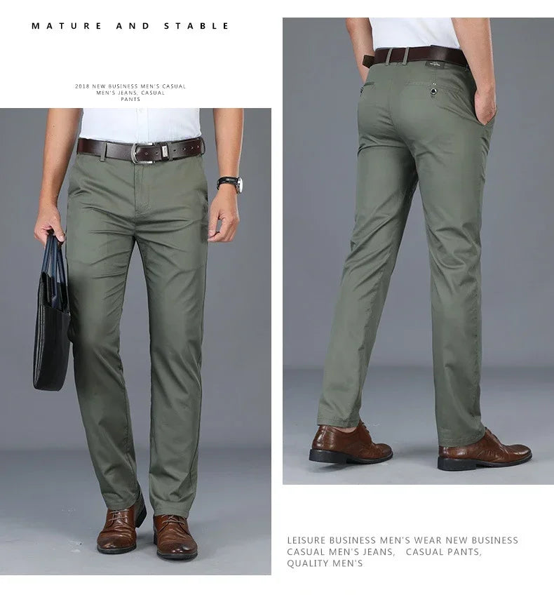 2026 Summer Thin Korean Style Business Casual Trousers for Men Stretch Soft Straight Leg Loose Fashionable Casual Pants Male