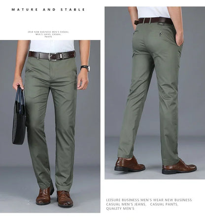 2026 Summer Thin Korean Style Business Casual Trousers for Men Stretch Soft Straight Leg Loose Fashionable Casual Pants Male