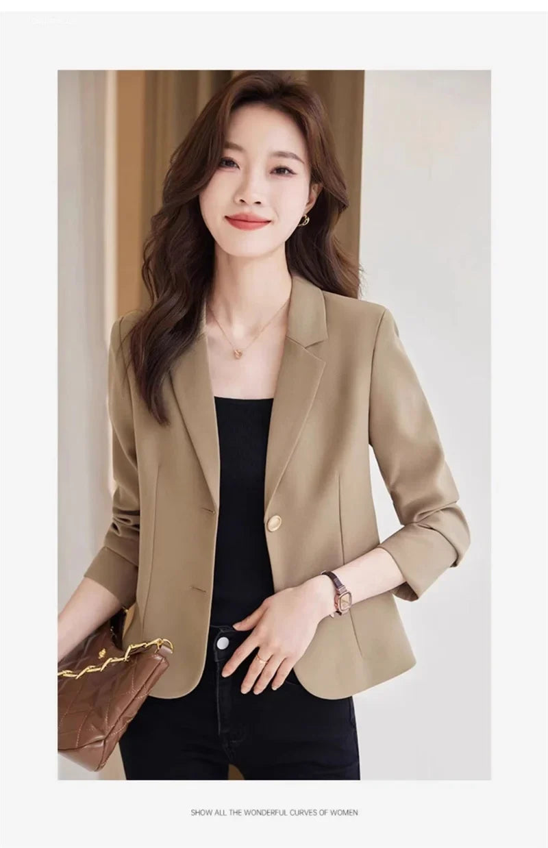 Advanced Sense Temperament Slim Small Blazers New Spring Autumn Short Women Jacket Casual Coffee Suit Coat Female Blazer Outwear