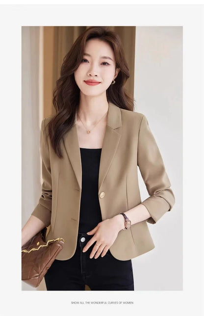 Advanced Sense Temperament Slim Small Blazers New Spring Autumn Short Women Jacket Casual Coffee Suit Coat Female Blazer Outwear