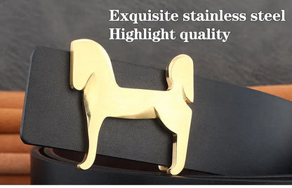 High grade Stainless steel horse slide buckle men belts 3.8cm wide genuine leather Waistband cowboy casual ceinture homme