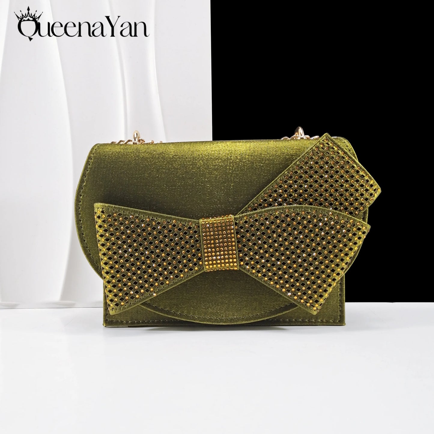 2025 New Rhinestone Design African Shoes & Bag Set in Olive  Open Toe Comfortable Women's High Heels Hot Sale on Instagram