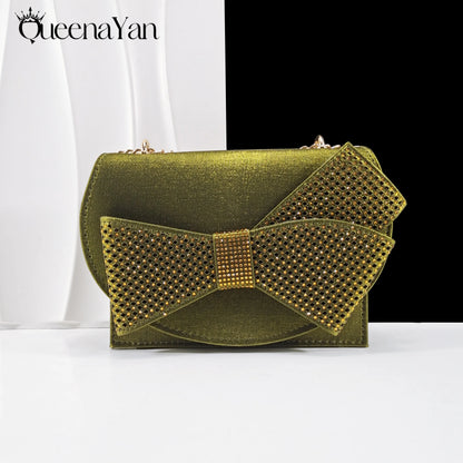 2025 New Rhinestone Design African Shoes & Bag Set in Olive  Open Toe Comfortable Women's High Heels Hot Sale on Instagram