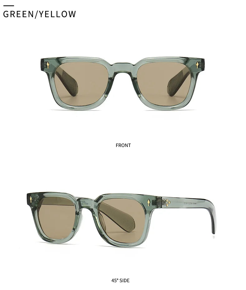 2026 Luxury Square Men Wmen Sunglasses Fashion Gradient Driving Shades Eyewear Vintage Green Trendy Rivets Sun Glasses UV400