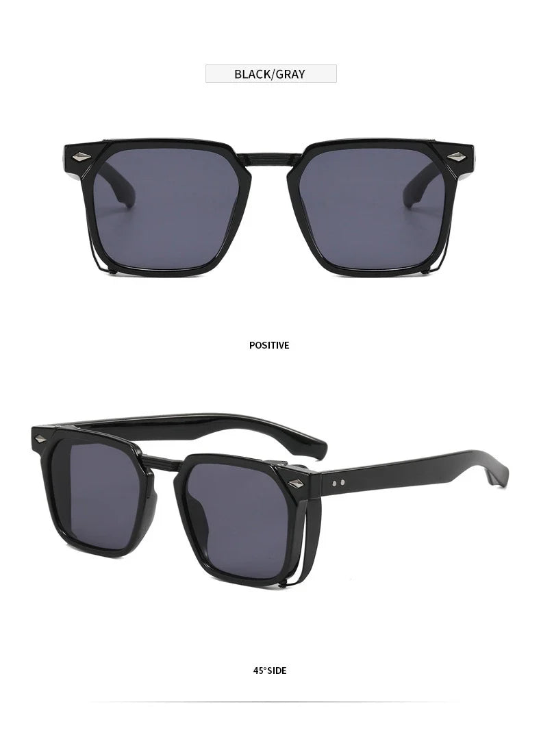 2023 Fashion Punk Sunglasses For Men Vintage Square Steampunk Glasses Luxury Sunglasses Women Trending Sonnenbrille Gafas De Sol