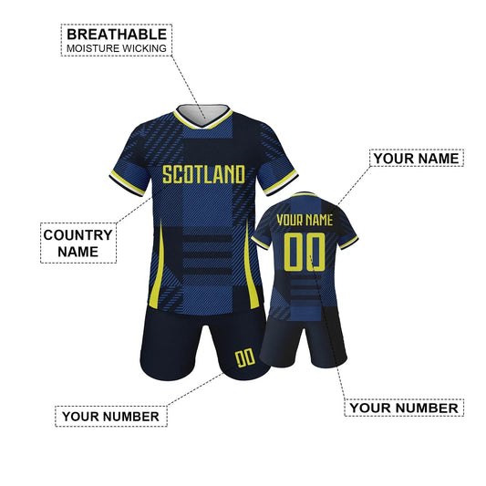 Custom Scotland Soccer Jersey Kids Football Kit Personalized Name Number Youth Team Uniform Quick-Drying Sportswear 3-14Y