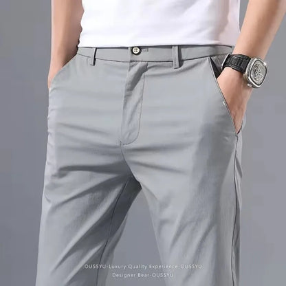 Summer Thin Slim Casual Pants Men Classic Business Cotton Stretch Golf Trousers Korean Male Clothing Work Khaki Chino Pants Man