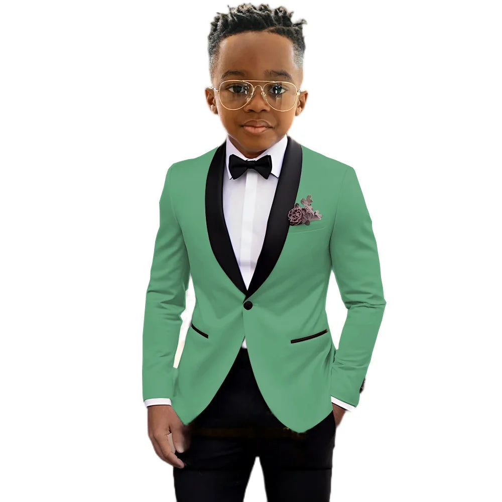 2026 New Classic Shawl Lapel Boys Slim Fit Suits 2 Pieces Wedding Guest Outfit Formal One Button Children's Tuxedo Party Wear