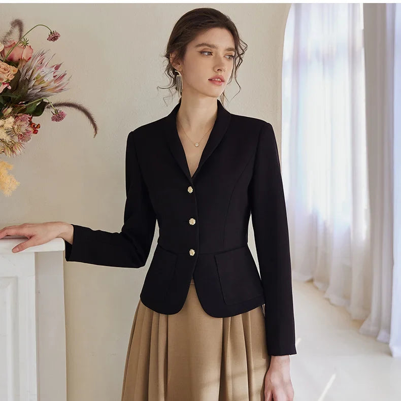 Suit coat women's 2023 spring dress new temperament professional black slim suit versatile