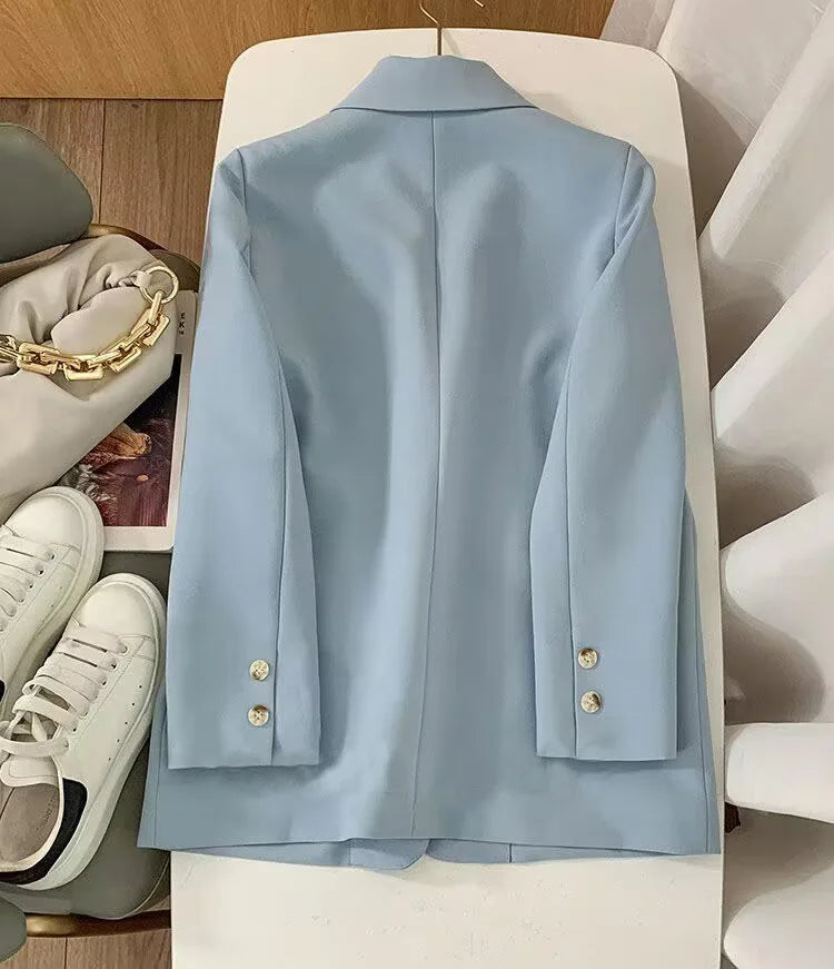 Elegant Orange Blazer for Women, Long Sleeve Jacket, Casual Slim Outerwear, Spring and Autumn Fashion, 2023