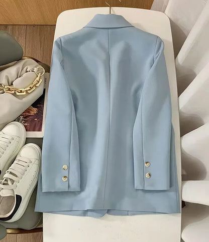 Elegant Orange Blazer for Women, Long Sleeve Jacket, Casual Slim Outerwear, Spring and Autumn Fashion, 2023