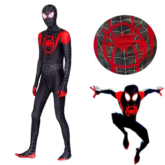 Spiderman Zentai Costume Anime Superhero Miles Morales Spider Man Cosplay Costume Bodysuit Halloween Costume for Kids Boy Adult