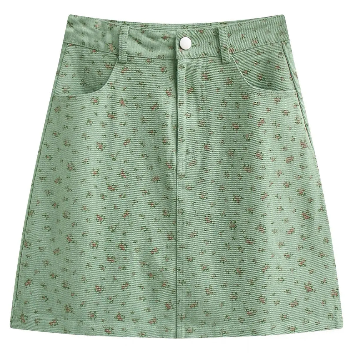 Floral Skirts Women Denim Mini A-line Sweet High Waist Korean Fashion Age-reducing Summer Lovely Girls Tender Temperament Ins