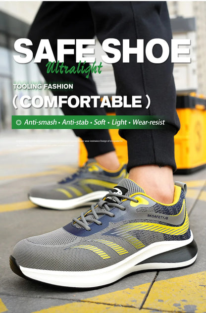 New 2024 Fashion Men Safety Shoes Steel Toe Sneakers Lightweight Anti-smash Anti-puncture Man Breathable Work Safety Boots
