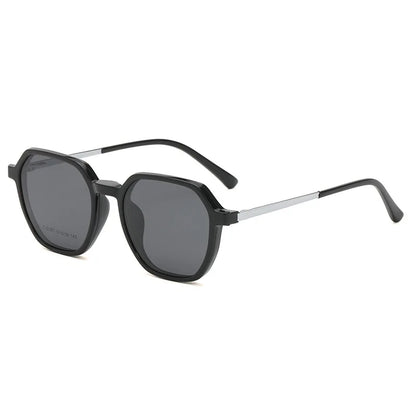 Magnetic Clip on Glasses Women Driving Polarised Polygonal Optical Myopia Eyewear Men Custom Prescription Glasses TJ2187