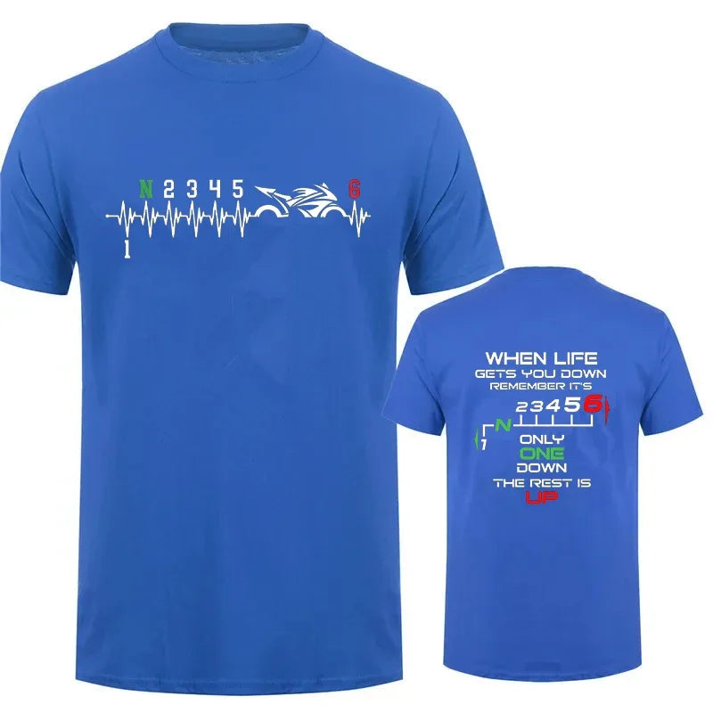 Motorcycle Gear Biker Heartbeat Print Men T-Shirts Summer Men's T Shirt Clothing Oversized Men Tshirt Graphic T Shirt