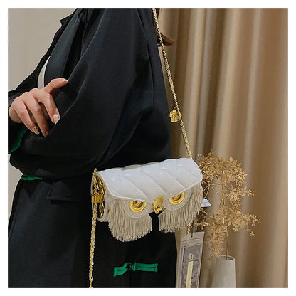 Cute Owl Bags for Women 2026 New Luxury Designer Handbag Fashion Tassel Crossbody Bag Leather Animal Print Shoulder Bag Woman