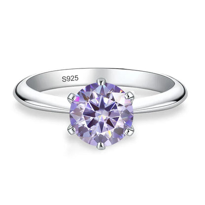 0.5ct 1ct 2ct 3ct Blue Pink Purple Black Moissanite Rings for Women Sterling 925 Silver Wedding Party Band Woman's Ring