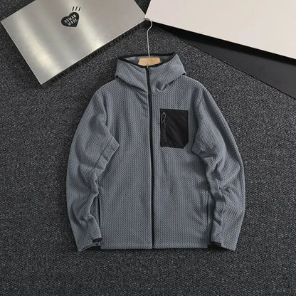 2026 Outdoor Men's and Women's Leisure Sports Fishing Travel Trend Mountain Grab Velvet Hooded Wavy Camping All-match Jacket