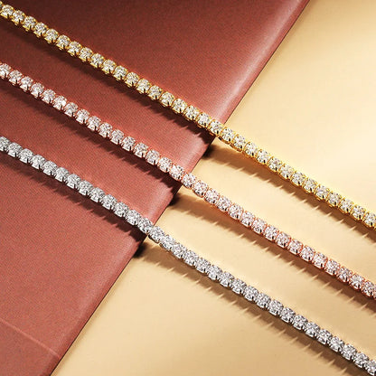 2mm D Color Moissanite Tennis Choker Necklace For Women S925 Silver 18K Gold Plated Adjustable Necklaces Chain Wedding Jewelry