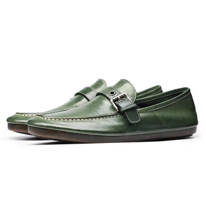 High-end Washed Genuine Leather Loafers Men's Shoes Slip on Fashion Trendy Casual Dress Work Leather Shoes Male Flats