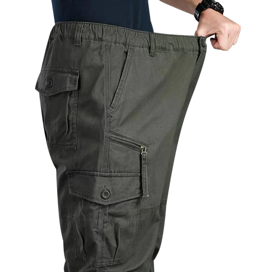 High Quality Men's Tactical Pants Elastic Waist Cargo Large Size Cotton Pants Multi-Pocket Trousers Sports Training Work Pants