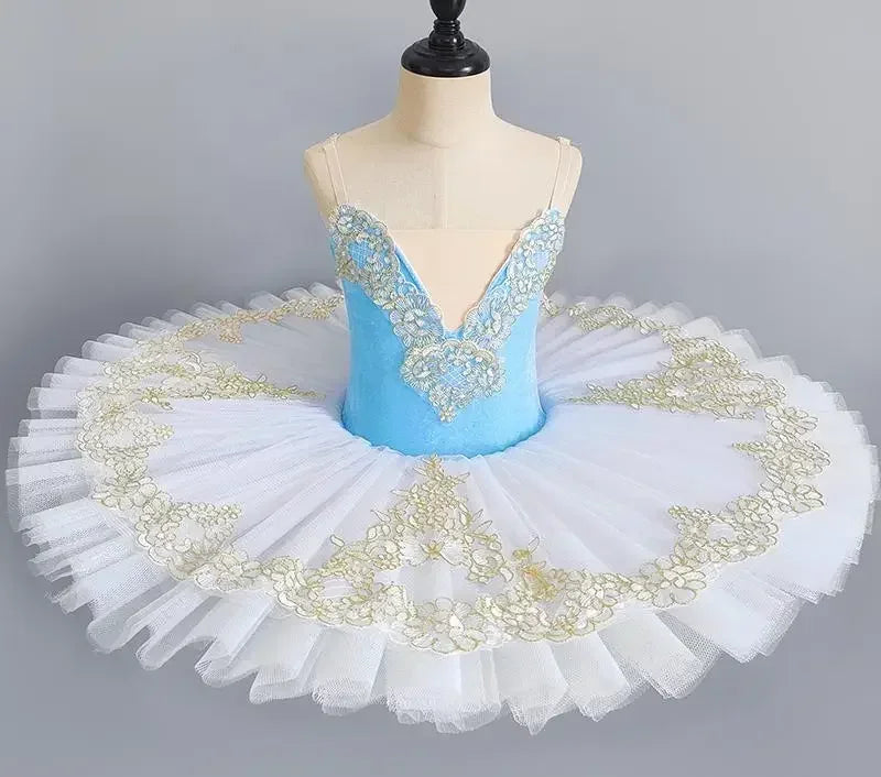 Professional Ballet Girl Blue Pink Pancake Princess Ballet Party Dress Ballet Dance Costume