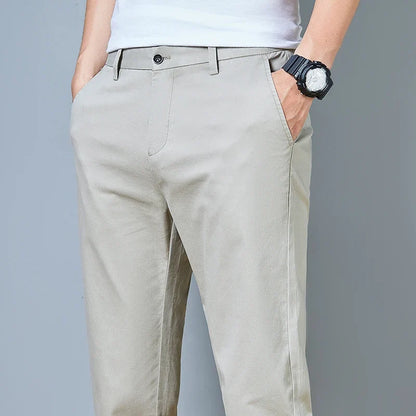 Top Grade Cotton New Brand Casual Fashion Relax Fit Long Dress Pants Korean Straight Business Trousers Office Mens Clothing 2026
