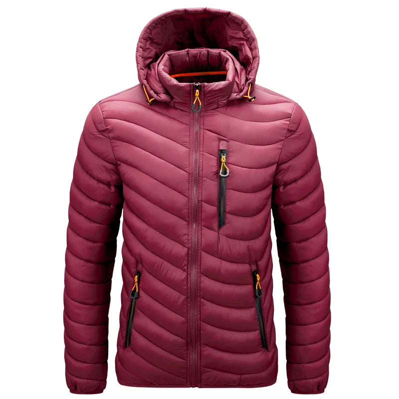 Mens Lightweight Outdoor Puffer Jacket Hooded Insulated Thermal Puffy Winter Heated Running Travle Casual Cotton Outdoor Coat