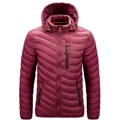 Mens Lightweight Outdoor Puffer Jacket Hooded Insulated Thermal Puffy Winter Heated Running Travle Casual Cotton Outdoor Coat
