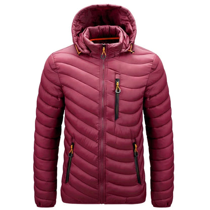 Mens Lightweight Outdoor Puffer Jacket Hooded Insulated Thermal Puffy Winter Heated Running Travle Casual Cotton Outdoor Coat