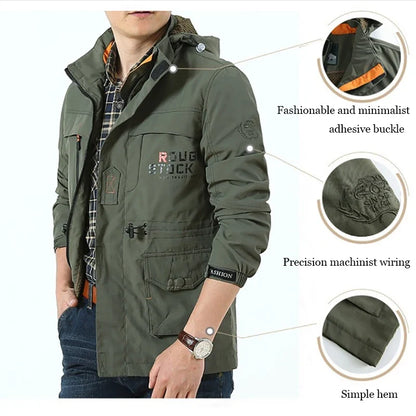 2024 Business Casual Jackets Man Sports Coat Spring Windproof Hooded Jackets Quick Drying Lightweight Outdoor Climbing Outwear