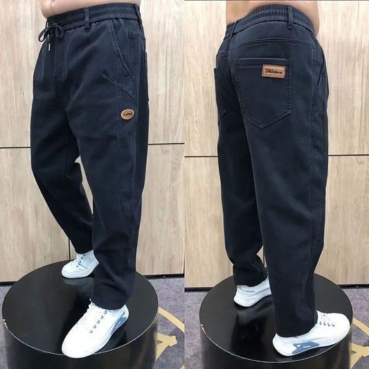 Autumn Pants Men's Jeans Men's Trousers Loose Versatile Autumn Winter High-waist Middle-aged Stretch Harem Pants