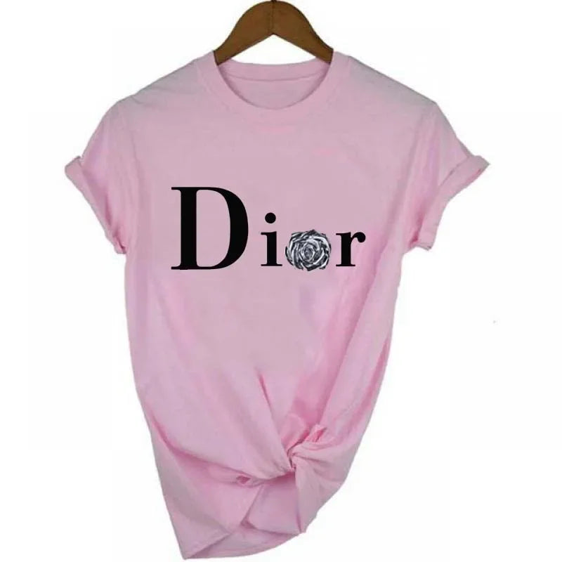 Men's and Women's Letter Printed Short Sleeved Shirt Basic  Round Neck T-shirt Fashionable Casual Short Sleeved Summer Brand New