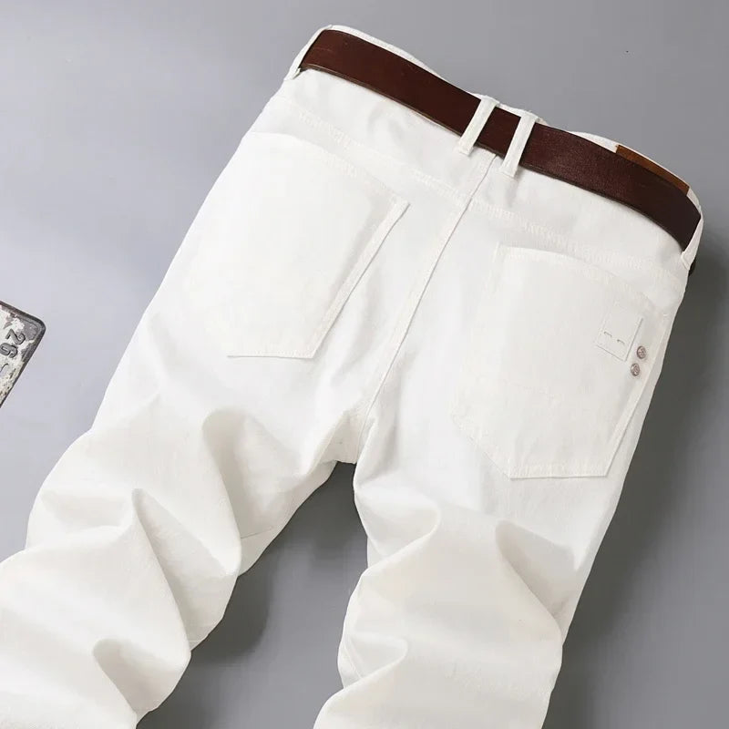 Men's Slim Fit Pants Casual Colorful 2025 Spring New Straight Trousers Men Cotton Stretch Fashion Pants Red Yellow Pink Blue