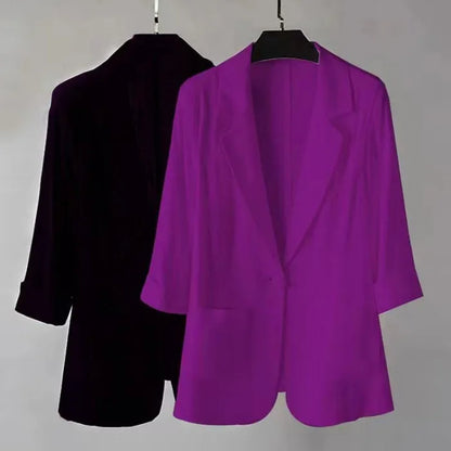 Linen Small Blazer For Women, Thin  Summer Suit, Korean Version, Sun Protection, Casual British Style, White And Black