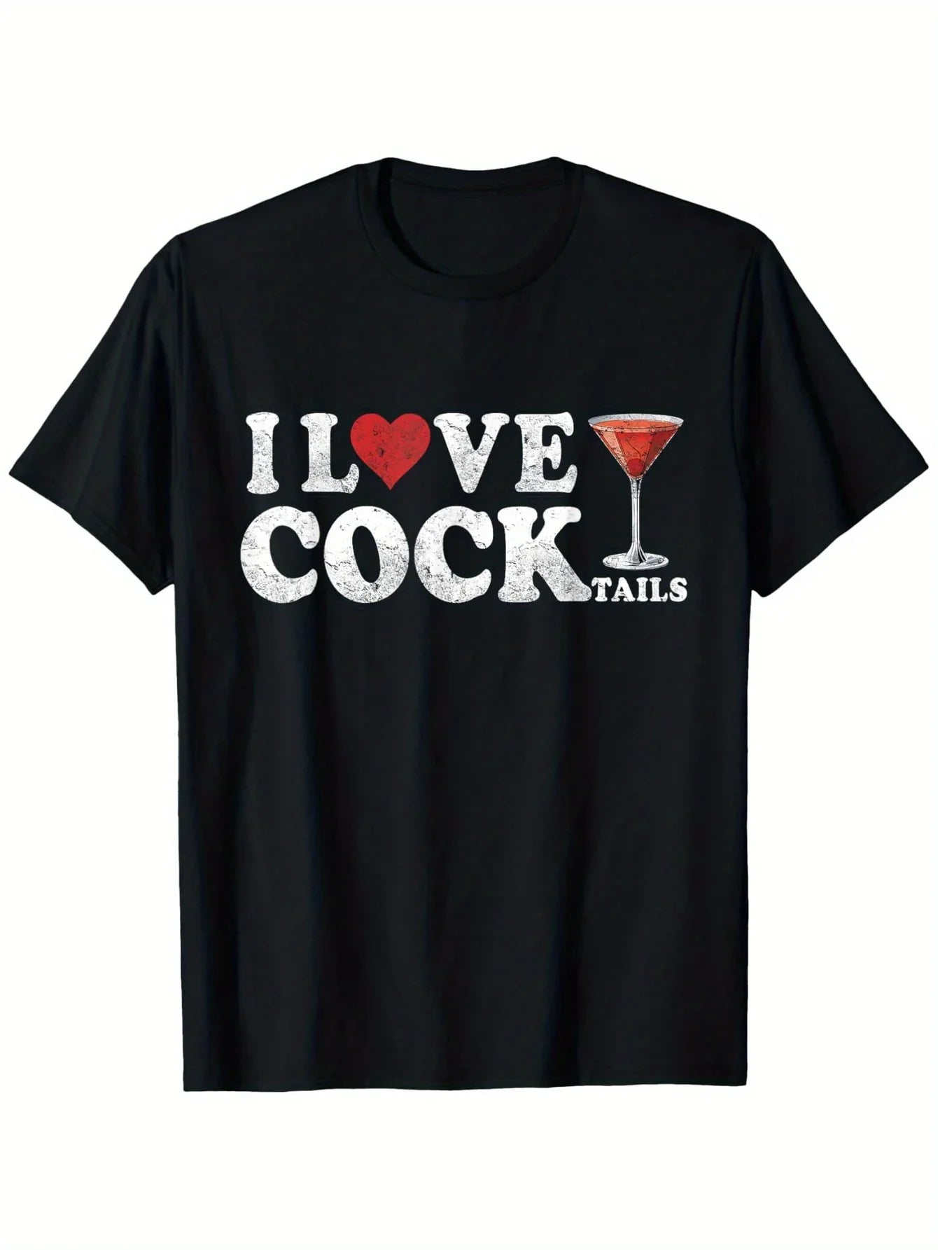 Women’s Funny "I Love Cocktails" Pattern T-shirt Humorous Drinking Joke Design Printed Casual Short Sleeved T-shirt Clothing