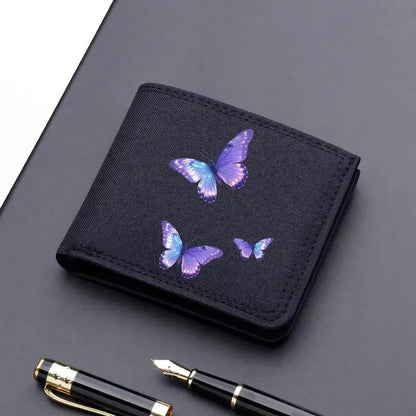 Horse Dragon Pattern Canvas Boy Girl Kids Wallet Black Card Holder Male Money Bag Bank Holder Short Purse Credit Card Case Bag