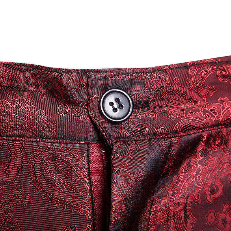 Spring Thin Men's Purple Floral Suit Pants, Wedding Party Dresses Pant, Fashion Casual Trousers, Red Black Pantalones Hombre