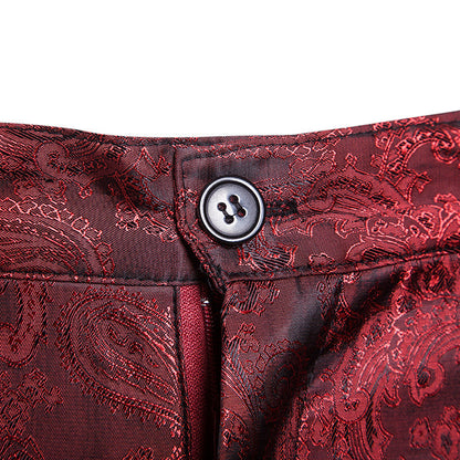 Spring Thin Men's Purple Floral Suit Pants, Wedding Party Dresses Pant, Fashion Casual Trousers, Red Black Pantalones Hombre