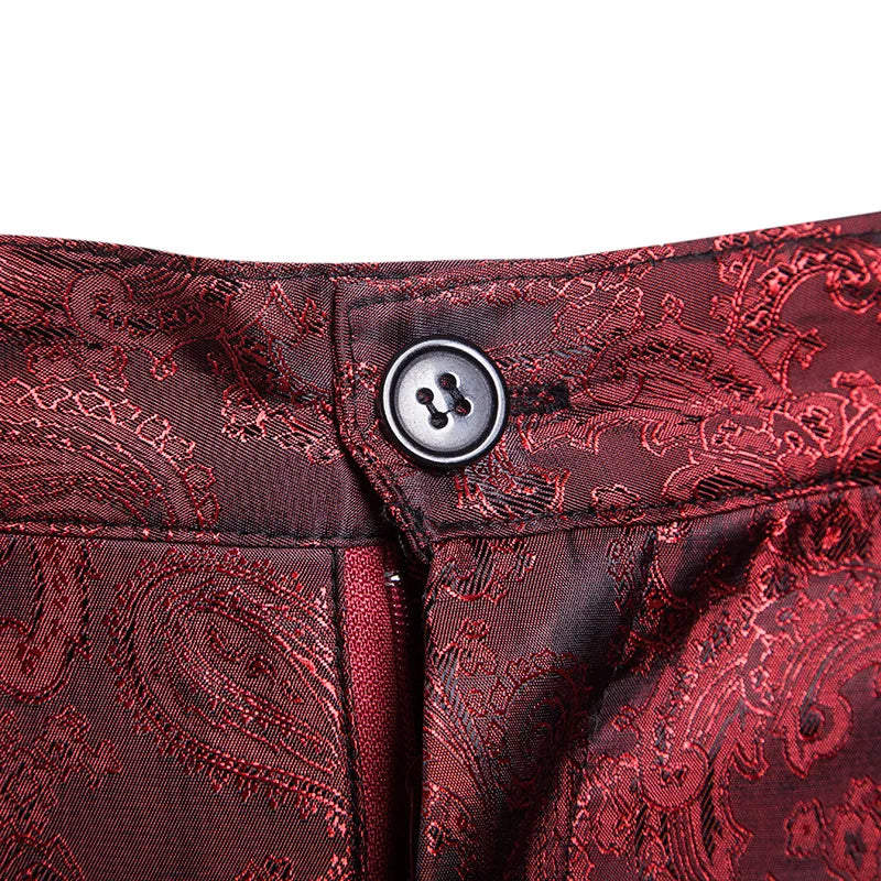 Spring Thin Men's Purple Floral Suit Pants, Wedding Party Dresses Pant, Fashion Casual Trousers, Red Black Pantalones Hombre