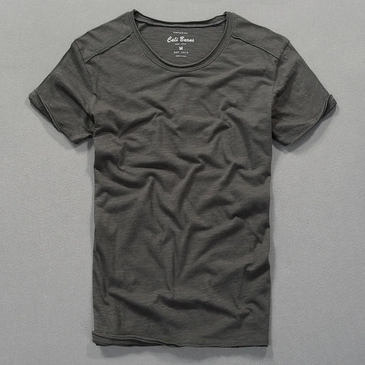 3007 Cotton T-shirt Men Excellent Quality Slub Cotton Solid Color Summer Japan Style Harajuku Male Comfortable Soft Pullover Tee