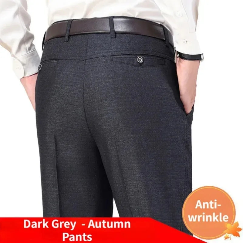 Mens Summer Casual Suit Thin Pants Classic Formal Business Fashion Autumn Thick Stretch Trousers Male Brand Clothes GOZBKF