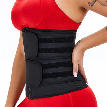 Latex Waist Trainer 25 Steel Bone Body Shaper with 2 Removable Strap Zipper and Hook Modeling Strap Tummy Control Belt