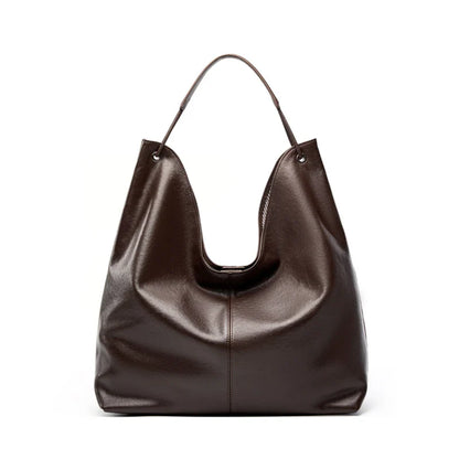 Luxury Genuine Leather Handbags Large Slouchy Hobo Shoulder Bags For Women Cowhide Shopping Tote Business Work Purses
