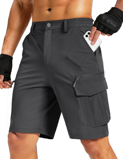 UPF 50+ Hiking Cargo Shorts with 7 Pockets Men 9" Quick Dry Lightweight Nylon Shorts Outdoor Work Shorts Fishing Casual